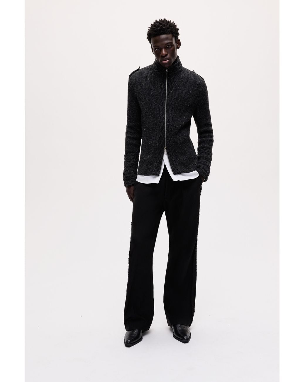 Pull&Bear Black 100% Wool Cardigan