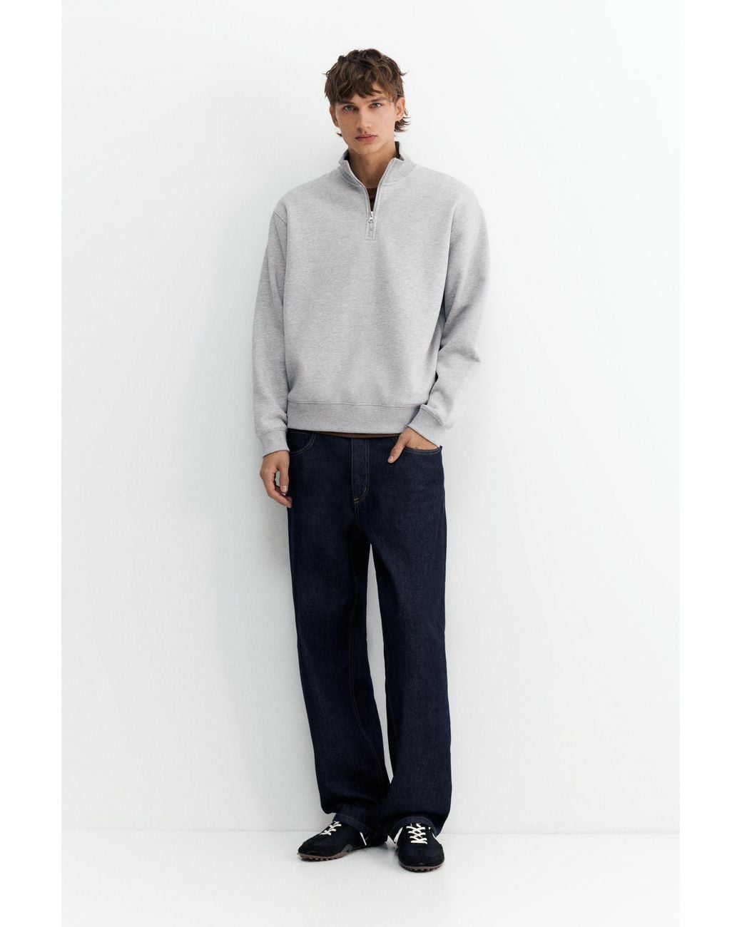 Pull&Bear White Quarter-Zip Sweatshirt for men