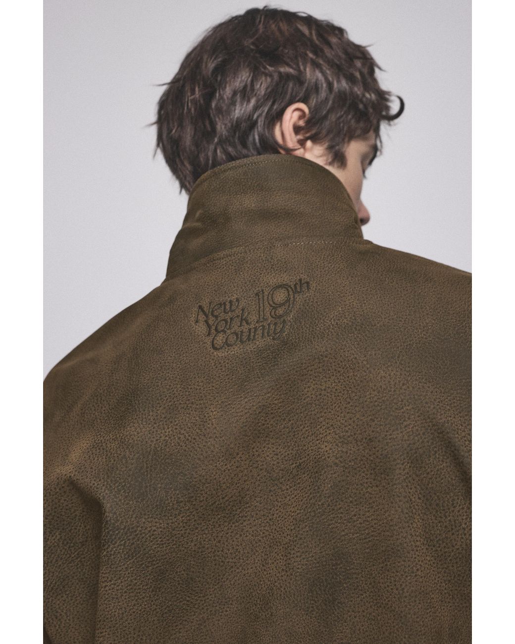 Pull&Bear Brown Washed Effect Leather Effect Jacket for men