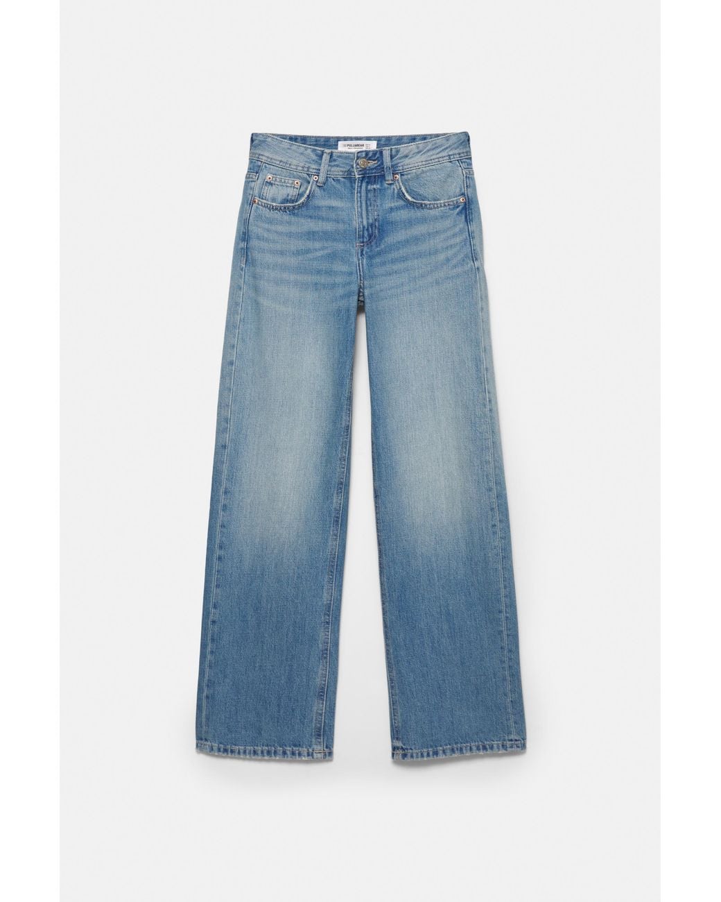 Pull&Bear Blue Low-Rise Straight-Leg Jeans