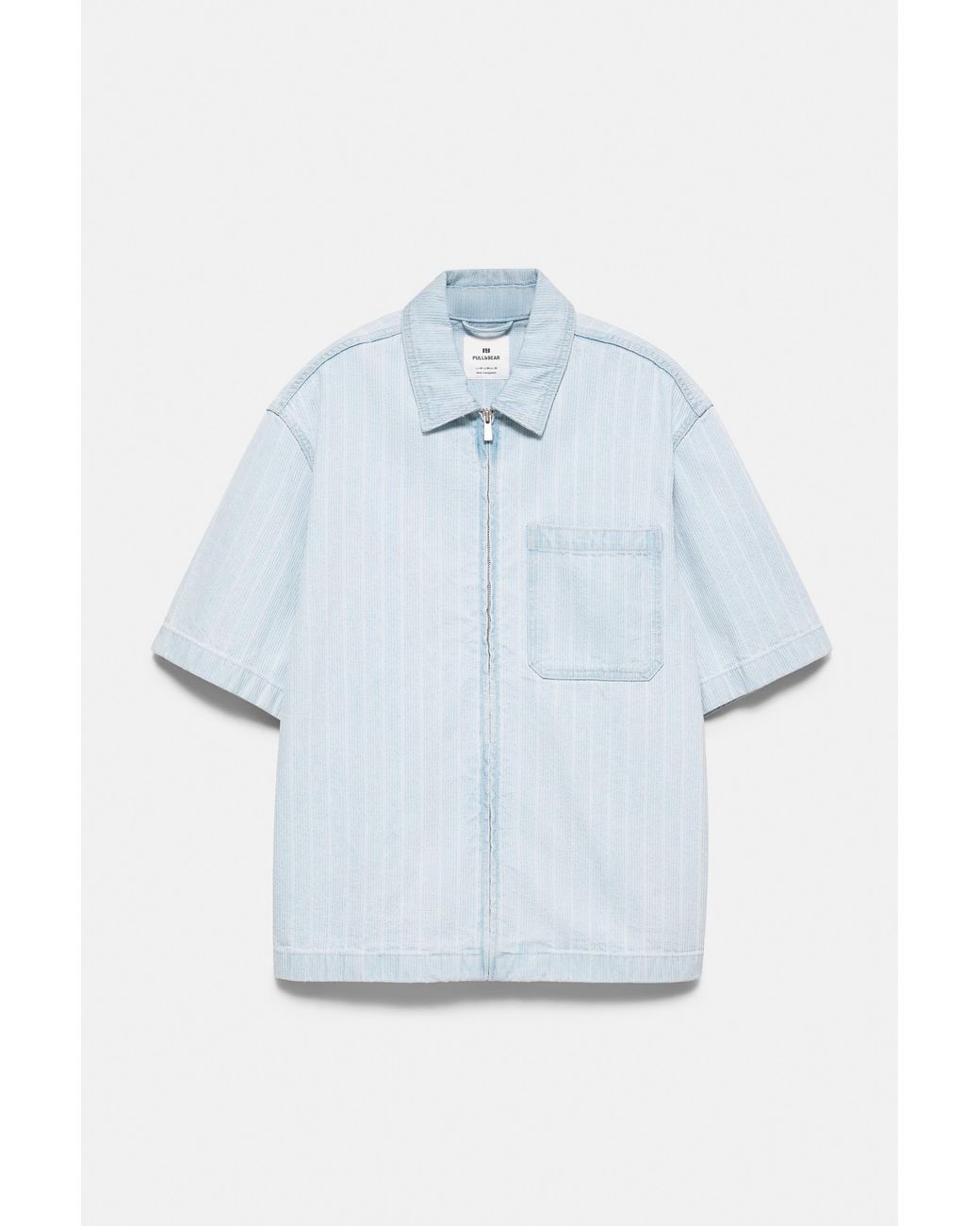 Camicia Di Jeans Con Cerniera di Pull&Bear in White da Uomo