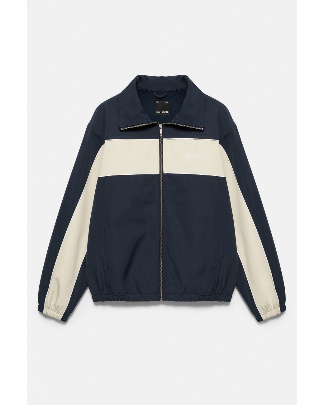 Pull&Bear Blue Zip-Up Panelled Jacket for men