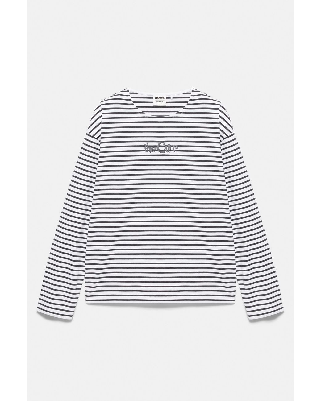 Pull&Bear Black The Cure Striped T-Shirt for men