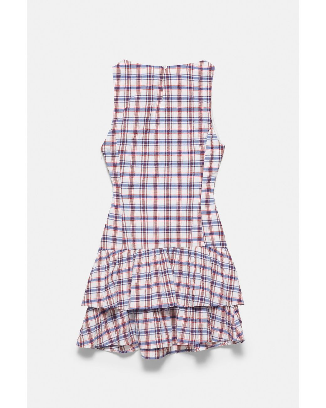 Pull&Bear Blue Check Print Ruffle Short Dress