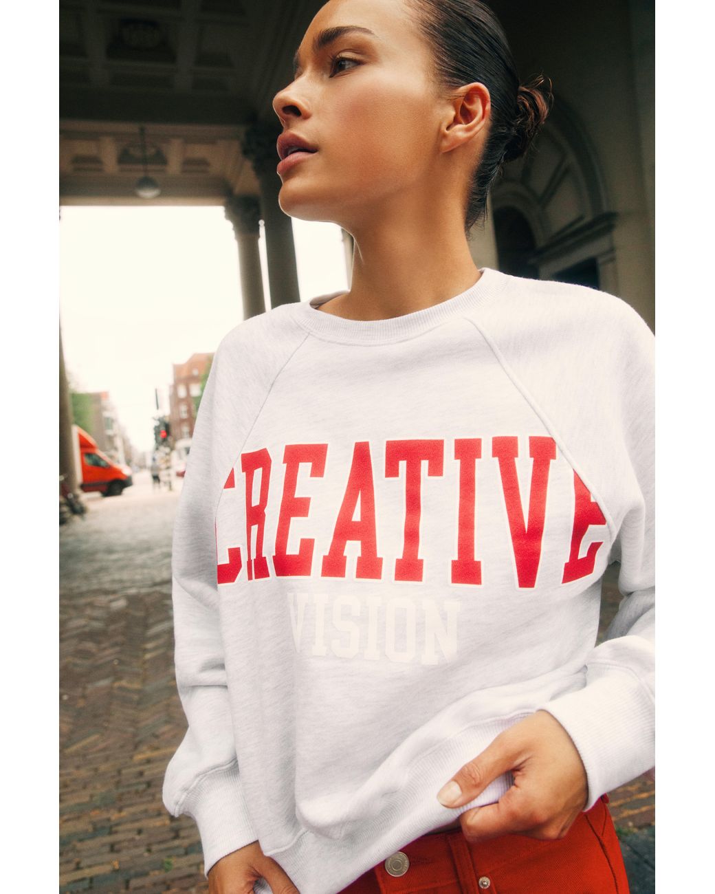 Pull&Bear Green Creative Graphic Sweatshirt
