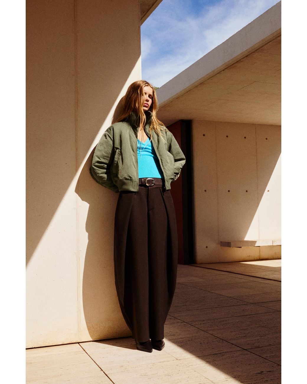Pull&Bear Multicolor Oversize High-Neck Bomber Jacket