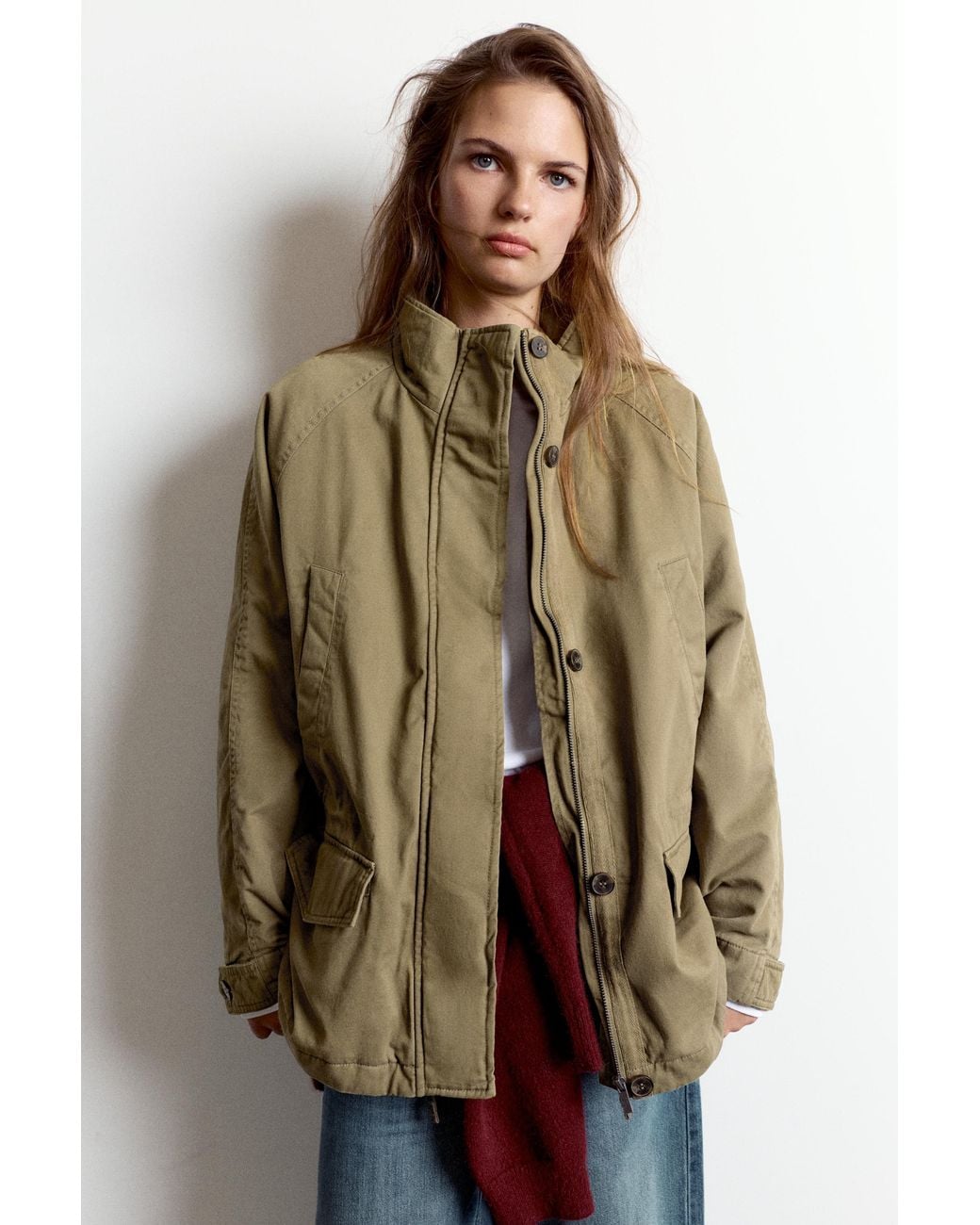 Pull&Bear Multicolor Short Parka With A High Neck