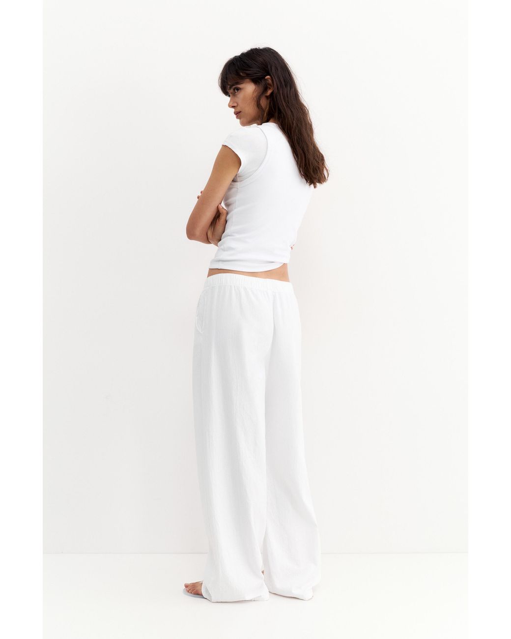 Pull&Bear White Low-Rise Jogger Jeans