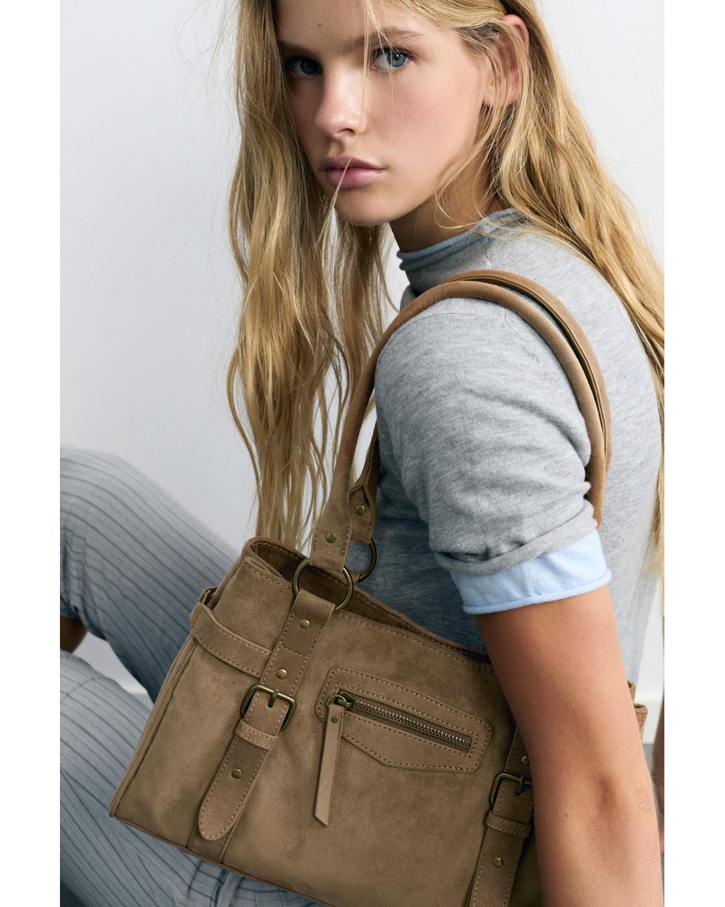 Pull&Bear Natural Shopper Bag With Buckles
