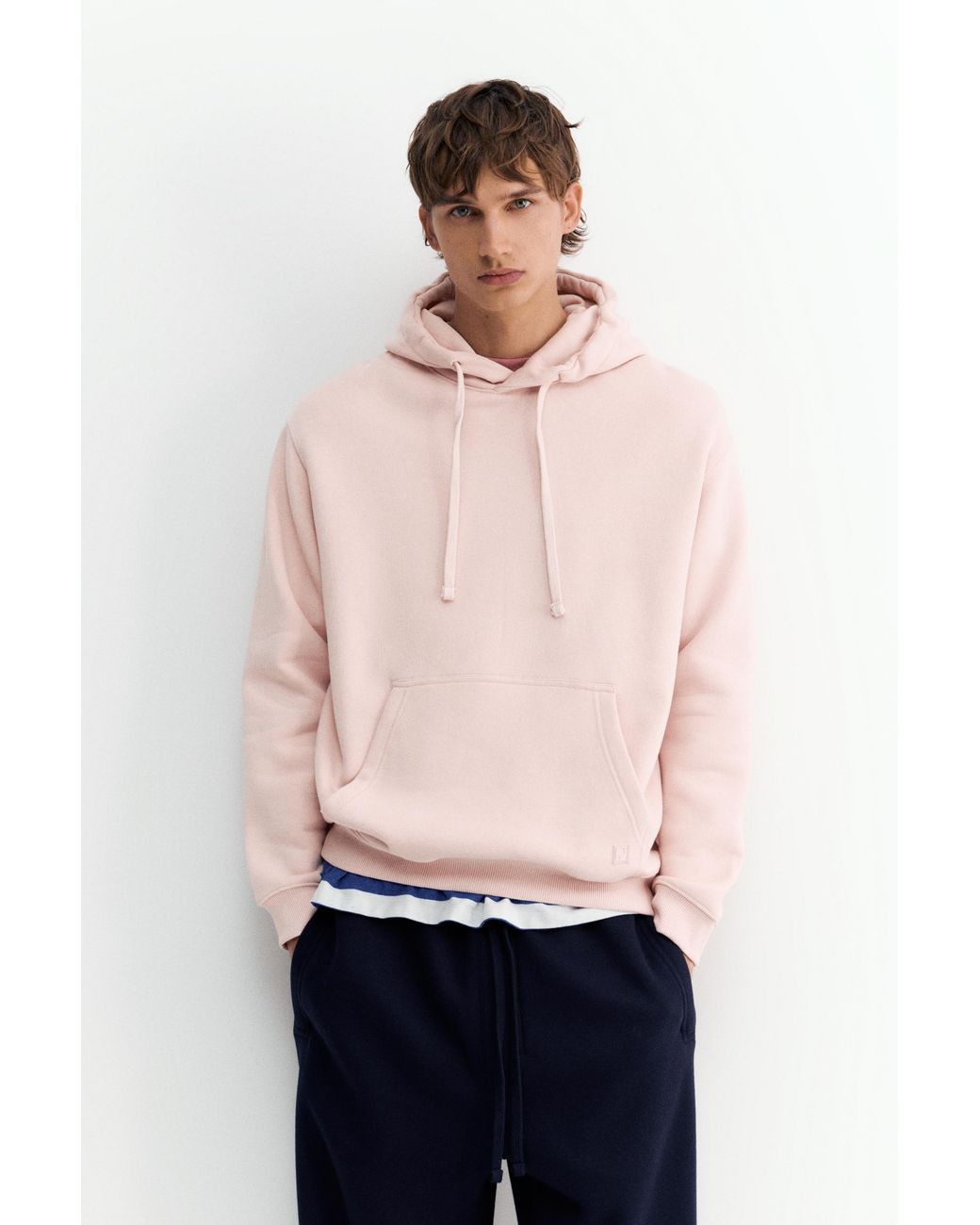 Pull&Bear Pink Basic Hoodie for men