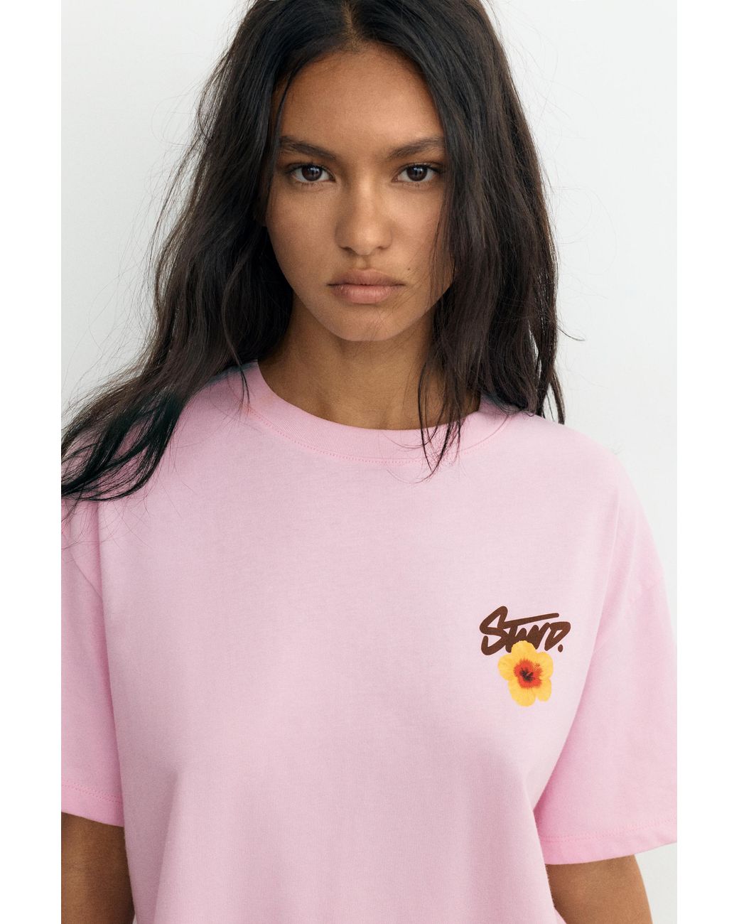 Pull&Bear Blue Stwd Flower T-Shirt