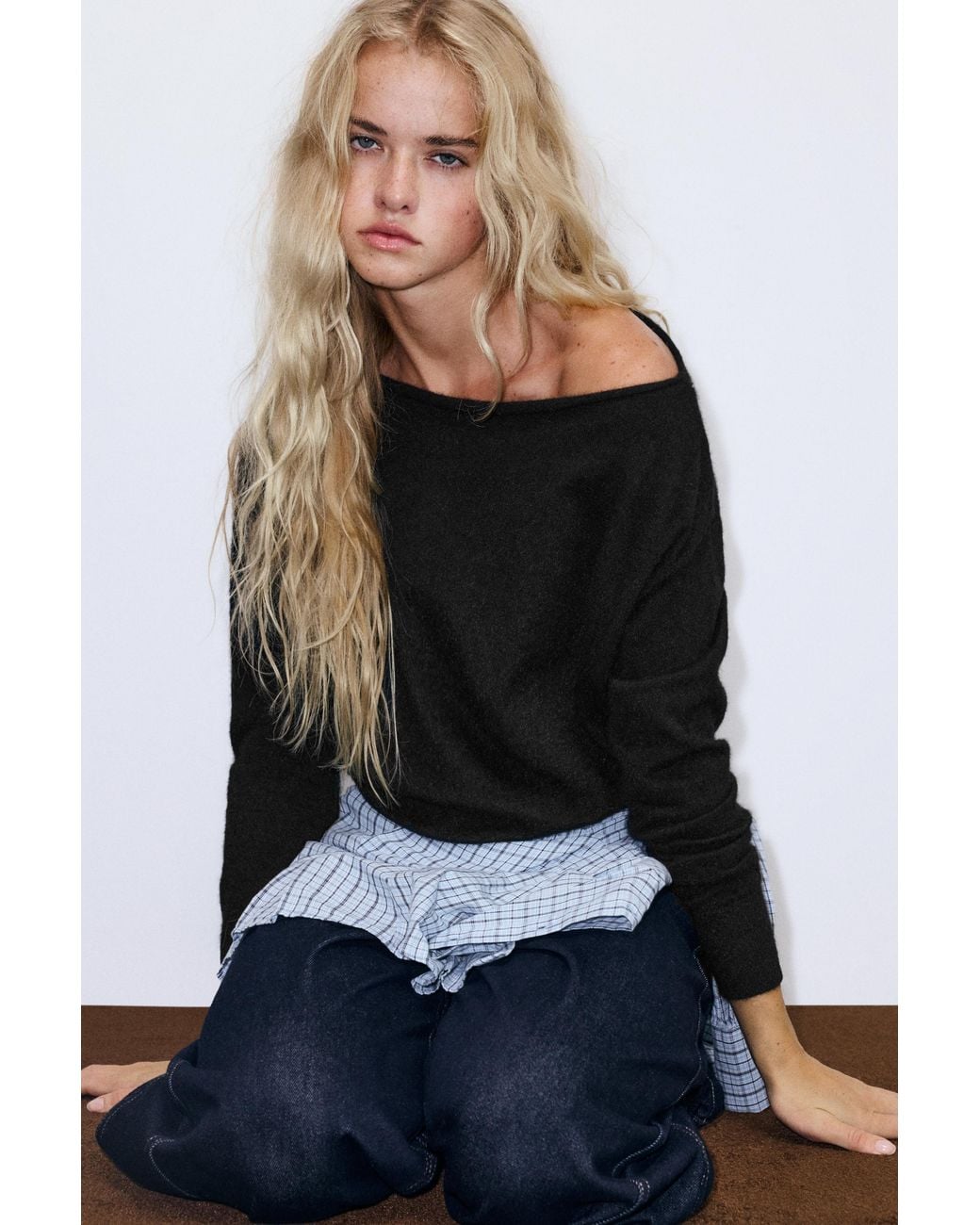 Pull&Bear Black Boat-Neck Jumper