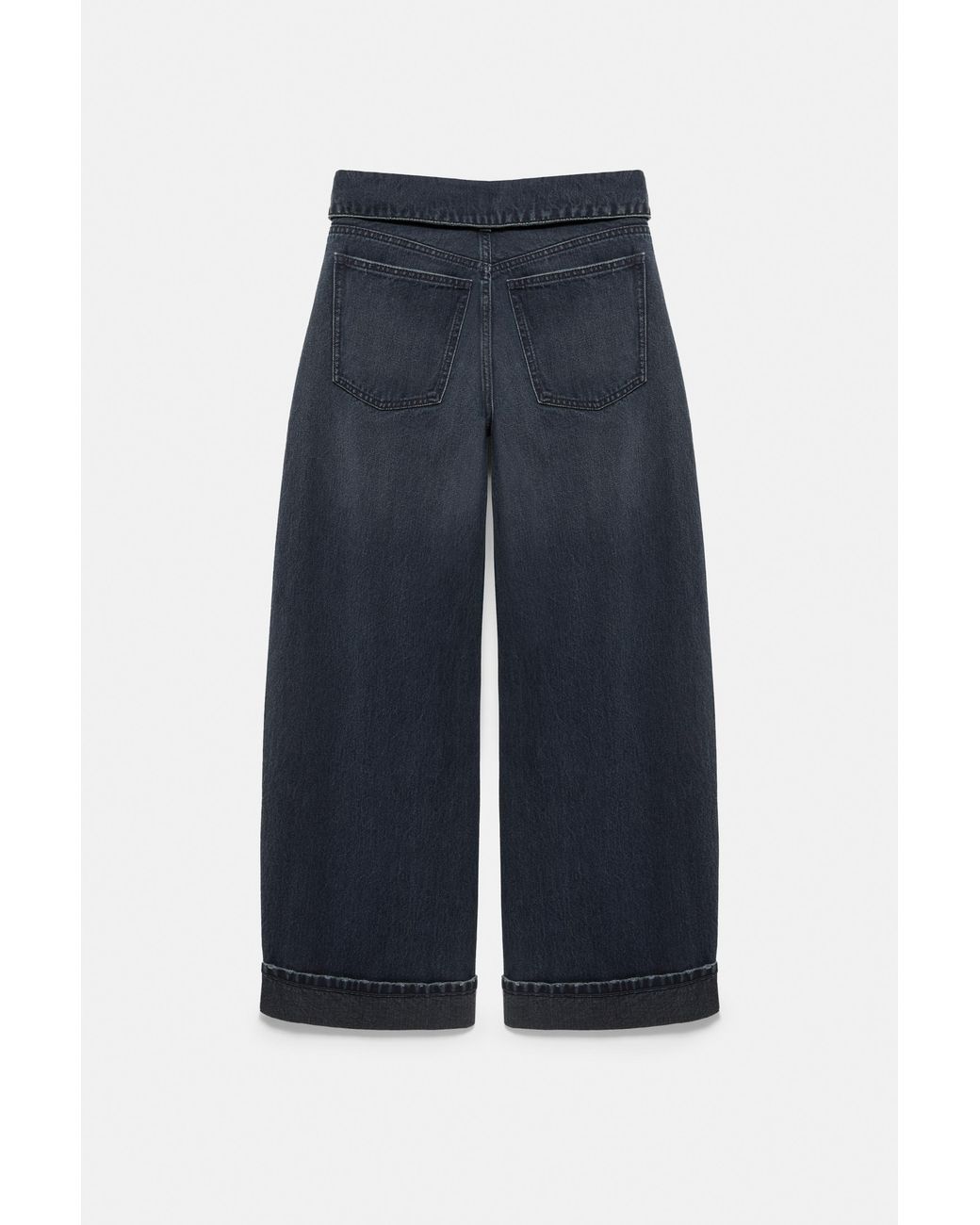 Pull&Bear Blue Baggy Jeans With Turn-Up Waist