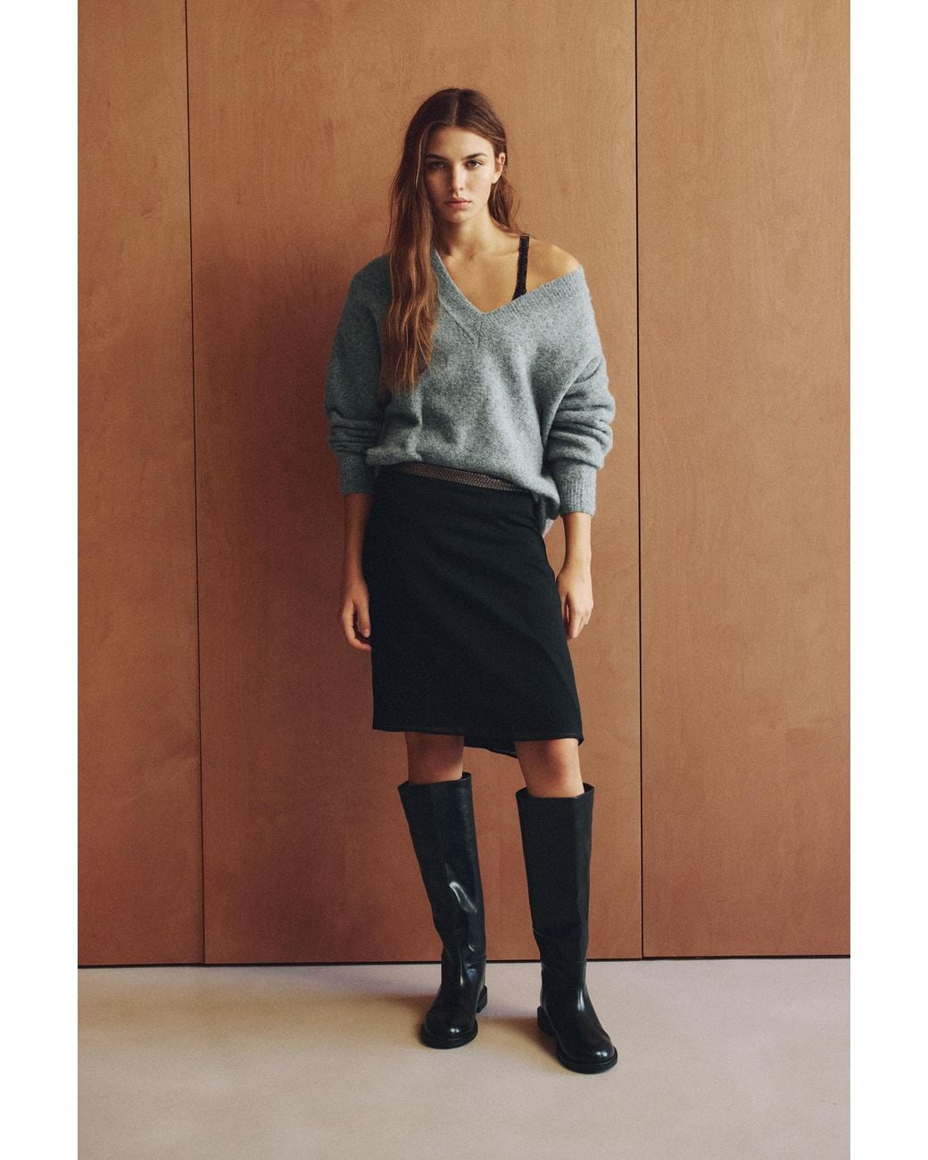 Pull&Bear Blue Straight Sequin Midi Skirt