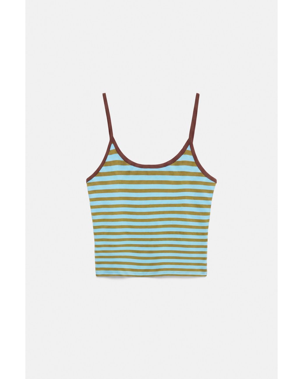 Pull&Bear Green Striped Strappy Top