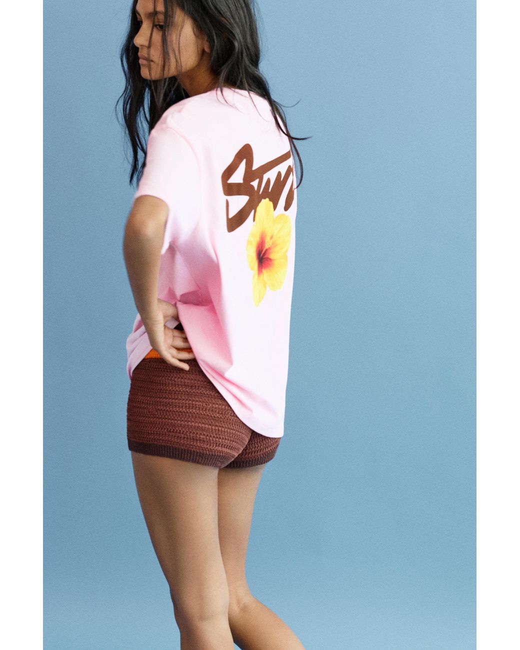 Pull&Bear Blue Stwd Flower T-Shirt
