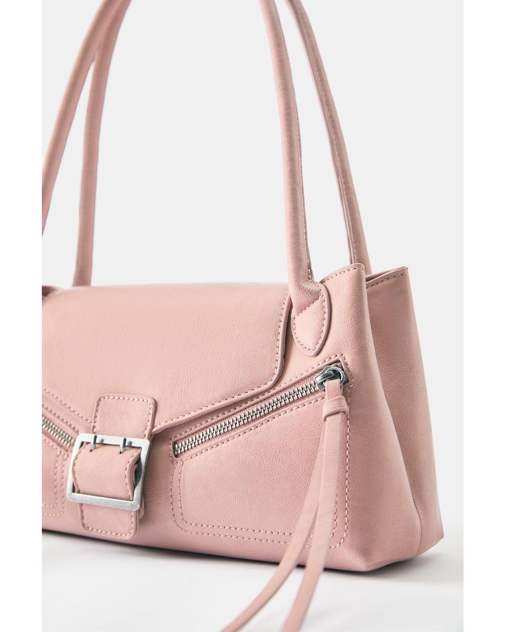 Pull&Bear Pink Shoulder Bag With Buckle And Zip Details
