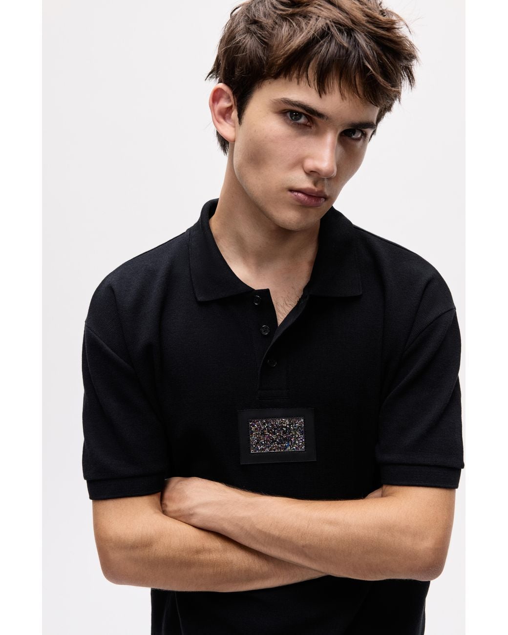 Pull&Bear Black Oscar Ouyang Polo Shirt for men