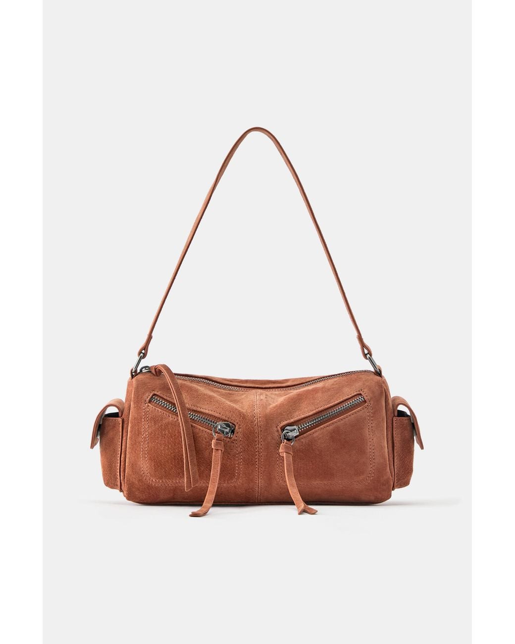 Pull&Bear Black Multipocket Leather Shoulder Bag