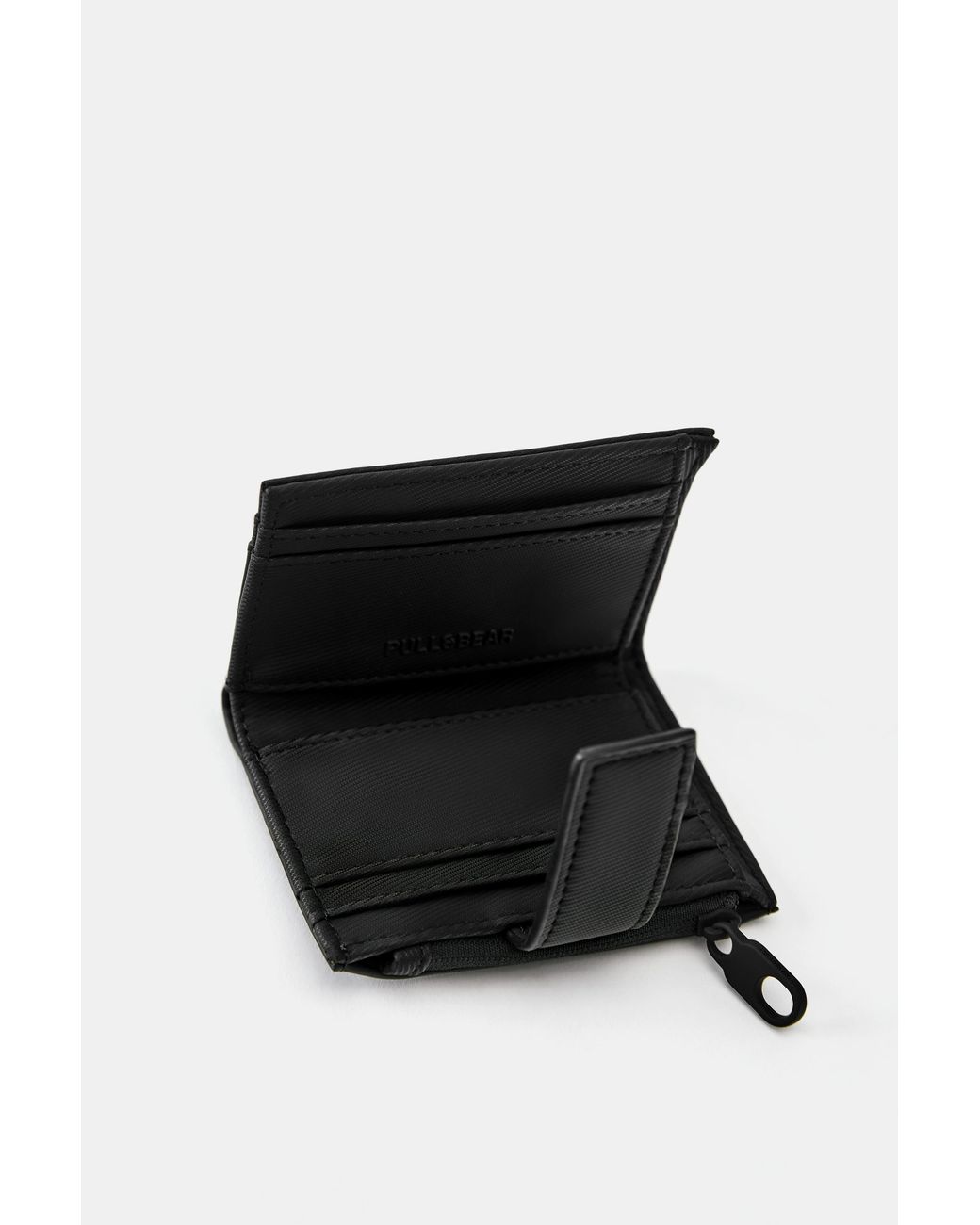 Pull&Bear Black Rubberised Wallet for men