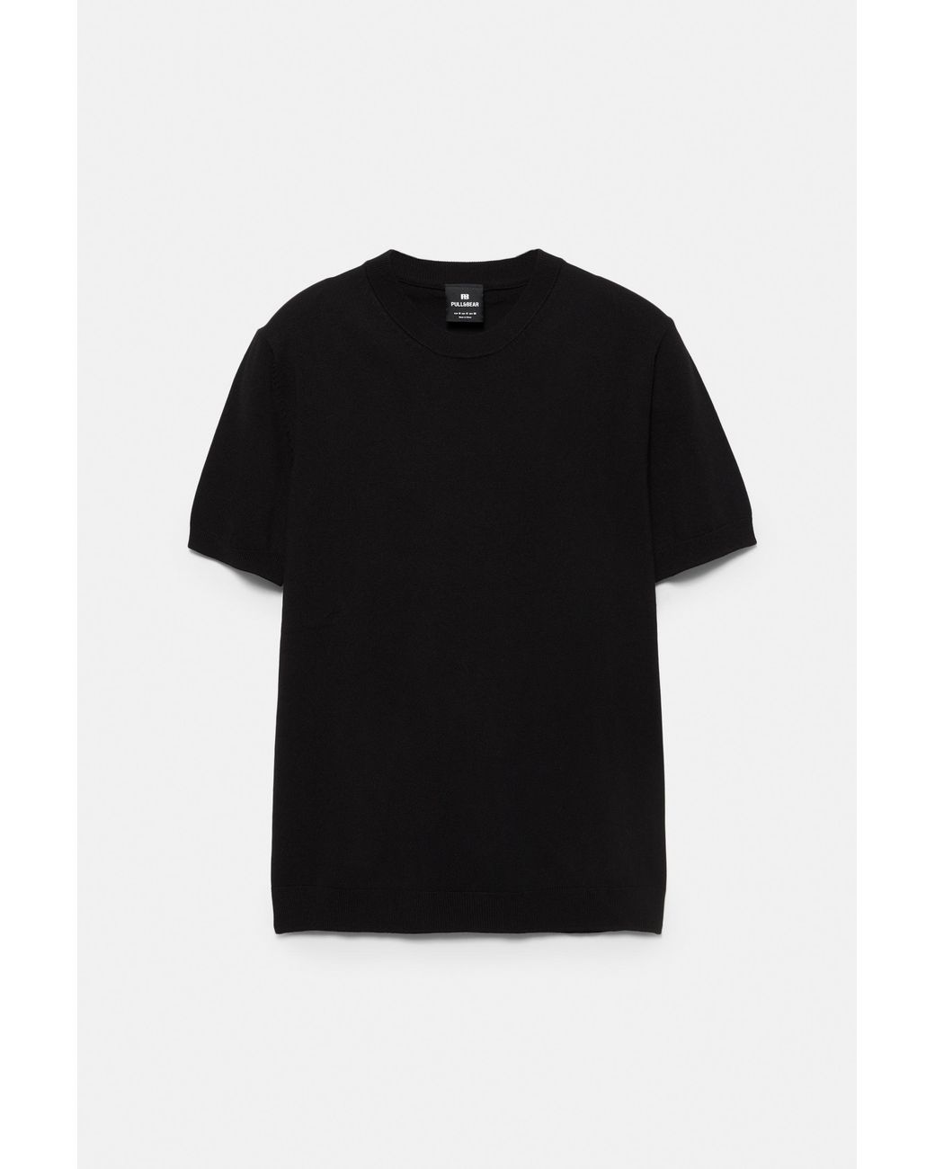 Pull&Bear Black Short Sleeve Jumper for men