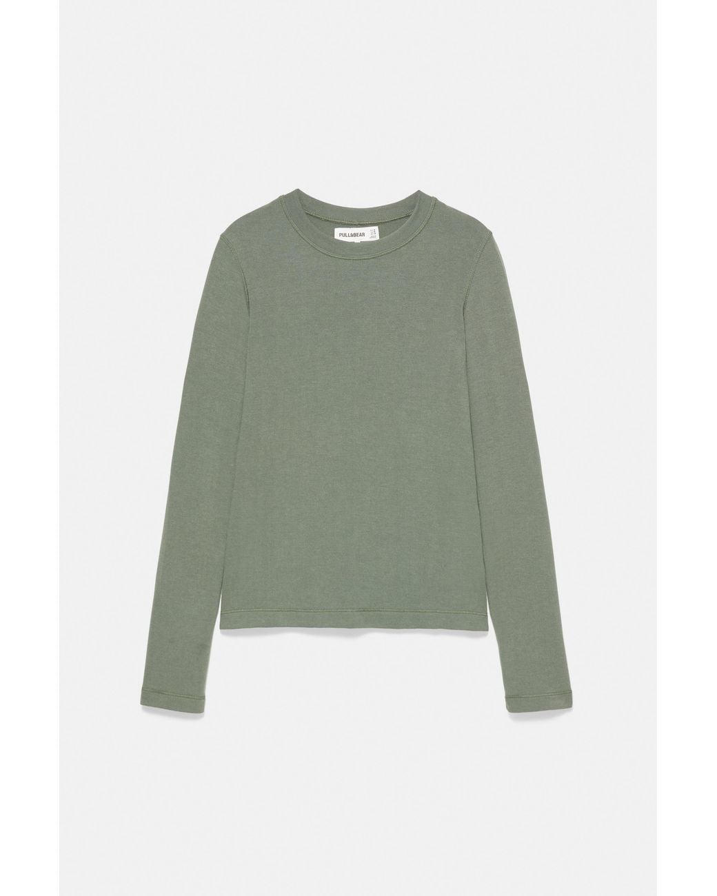 Pull&Bear Green Long Sleeve T-Shirt