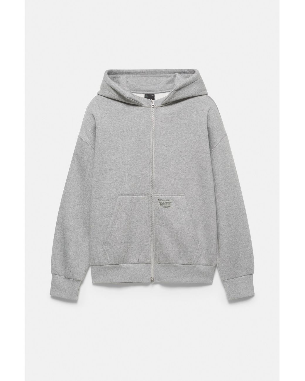 Pull&Bear Black Boxy Hoodie With Zipper for men