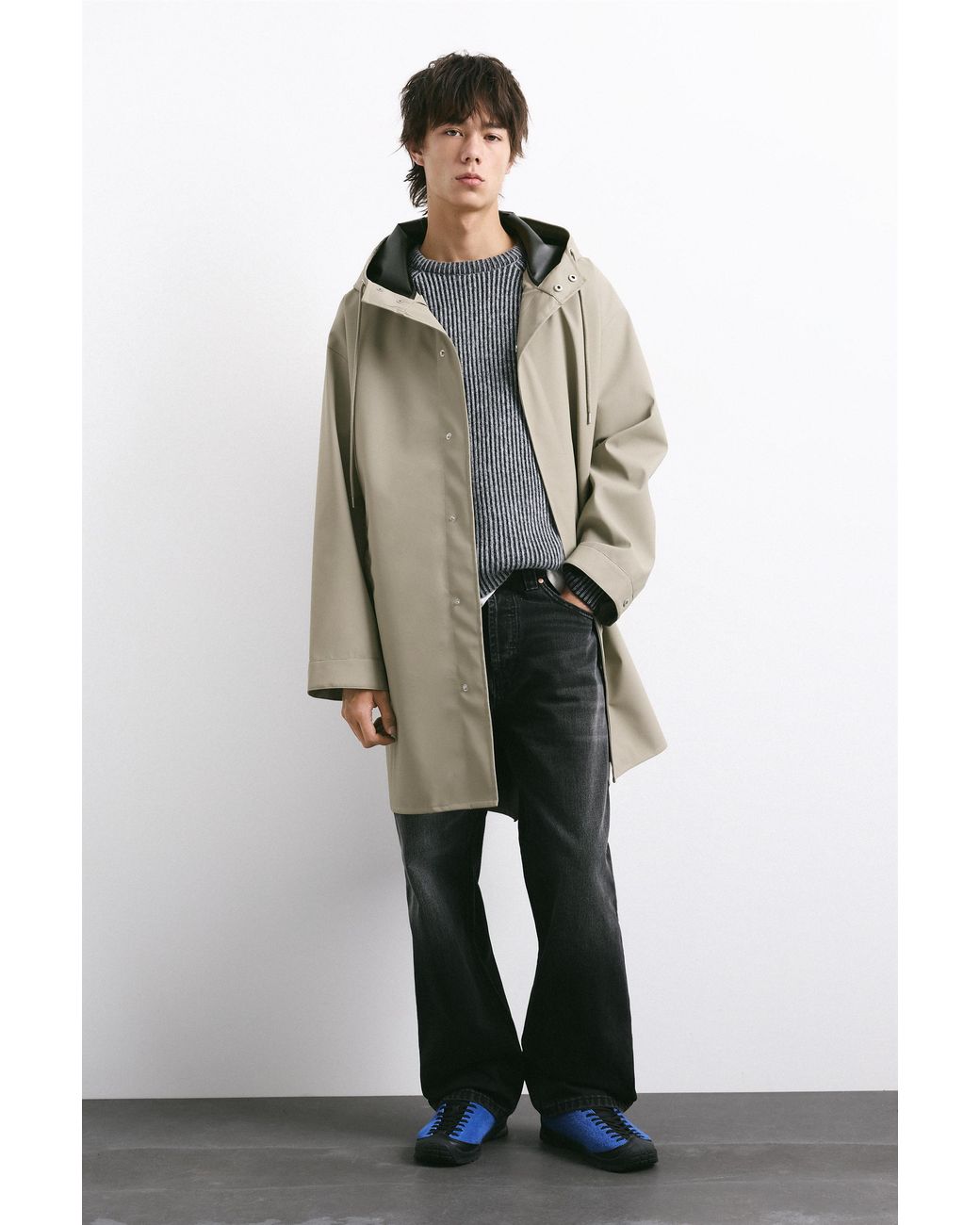 Coupe-Vent Long À Capuche Pull&Bear pour homme en coloris Gray