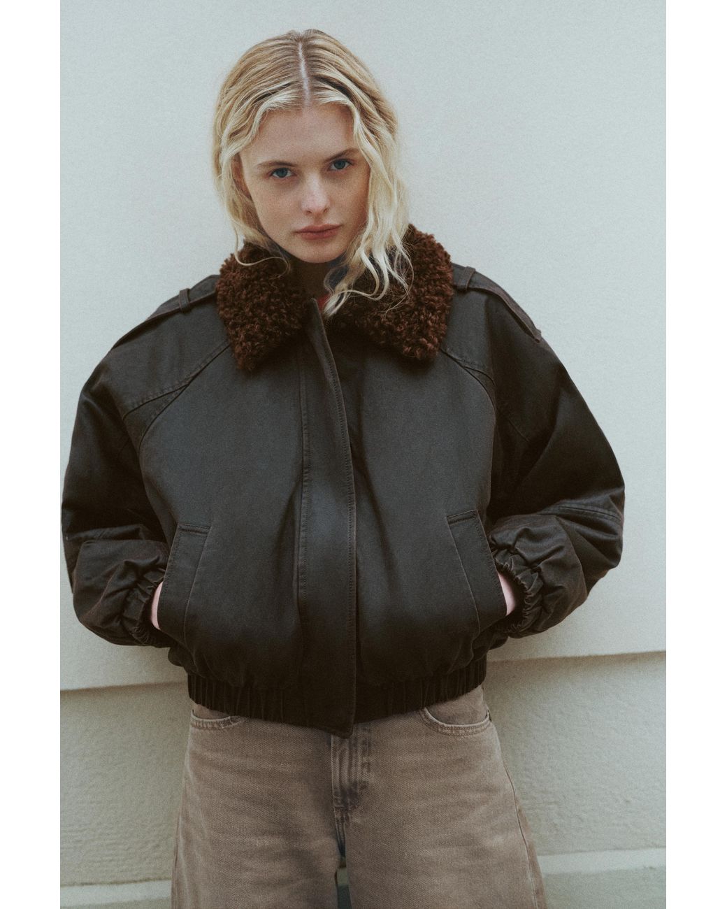 Blouson Bomber Enduit Pull&Bear en coloris Gray