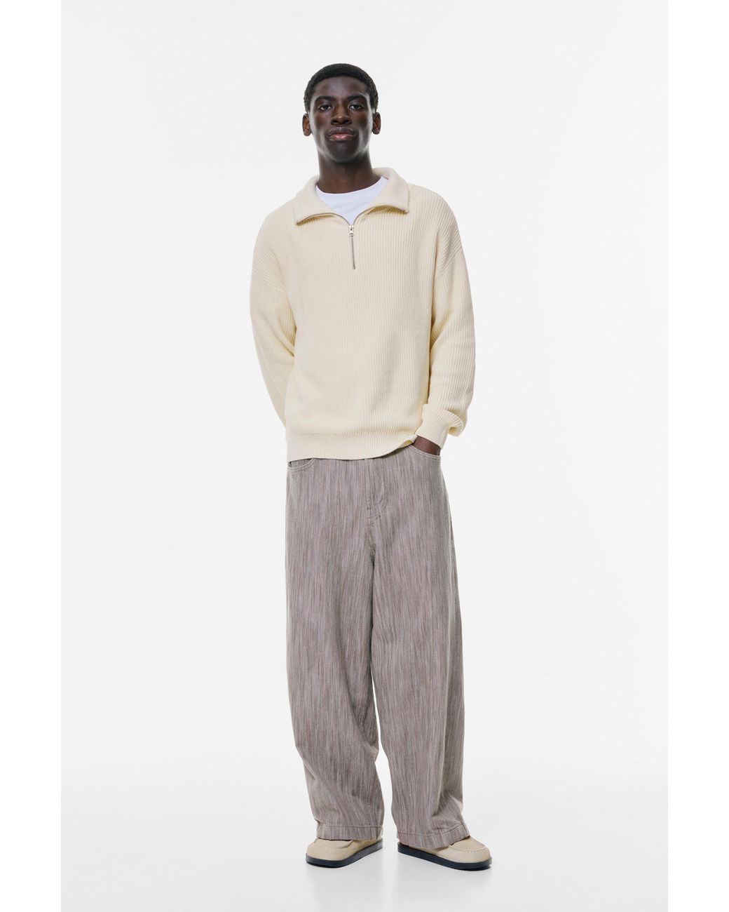 Pull Col Zippé Pull&Bear pour homme en coloris Natural