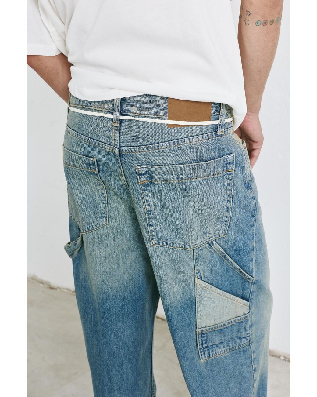 Pull&Bear Black Relaxed Fit Panelled Baggy Jeans for men