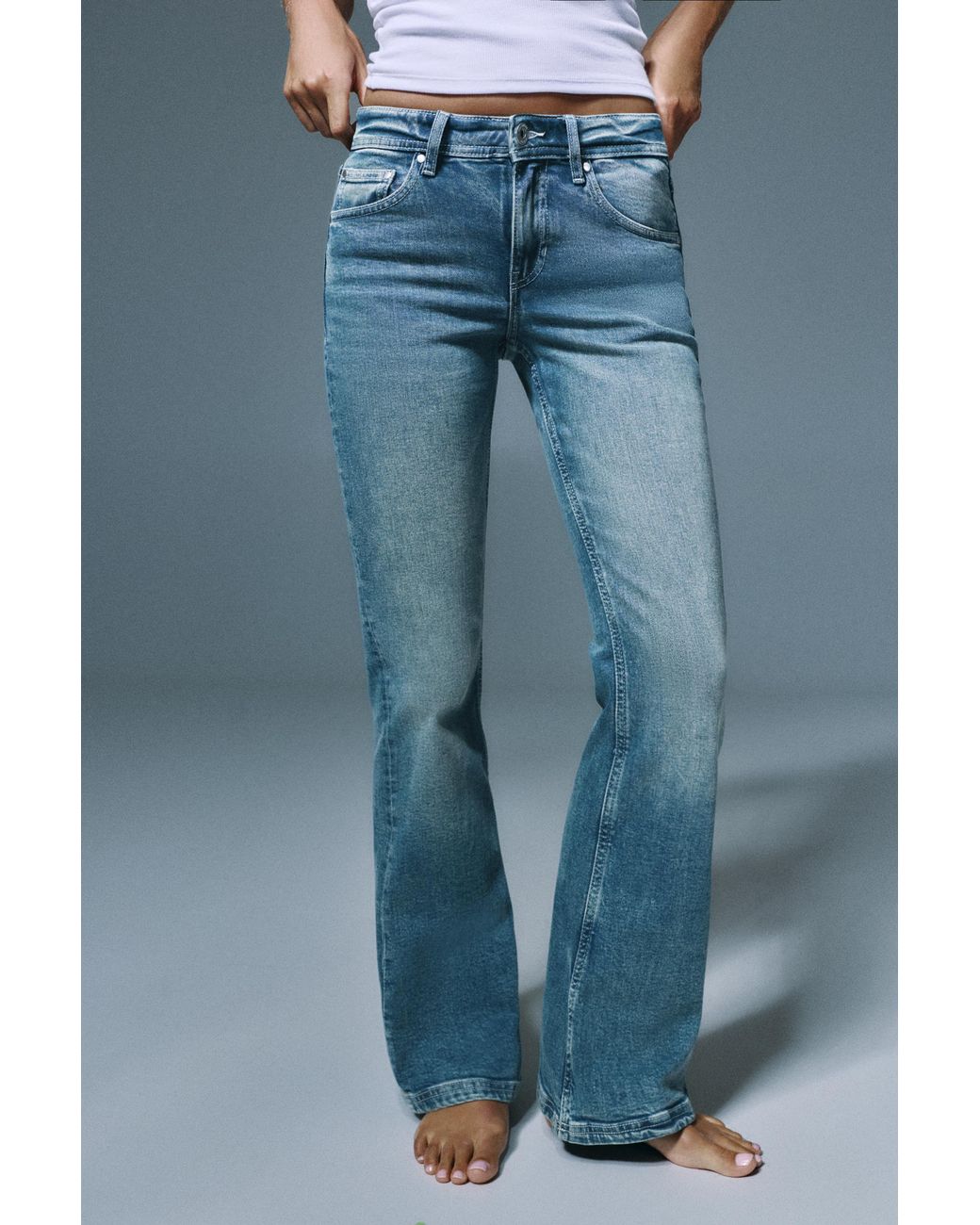 Pull&Bear Blue Low-Rise Boot-Cut Jeans