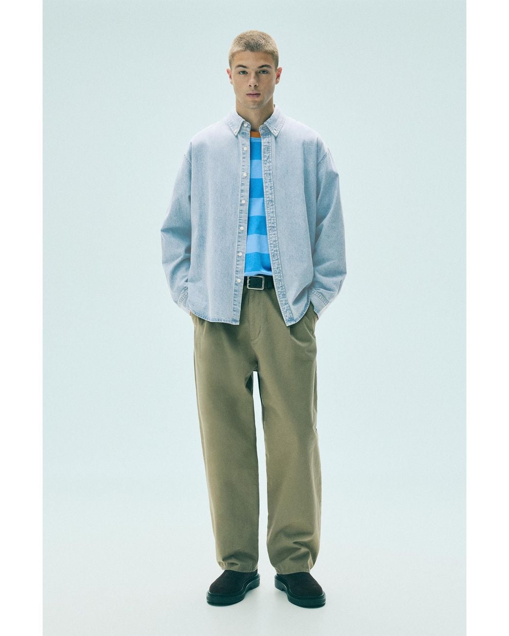 Pull&Bear Denim Overhemd Met Lange Mouw in het Blue voor heren