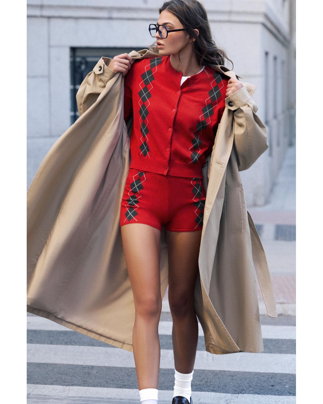 Pull&Bear Red Diamond Cardigan