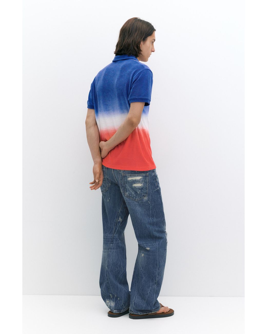 Pull&Bear Blue Pleasures X Stwd Ombré Polo Shirt for men