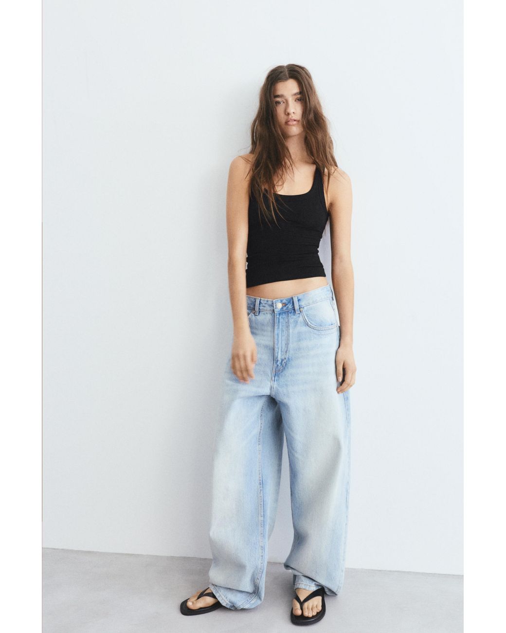 Pull&Bear Basic Tanktop in het Black