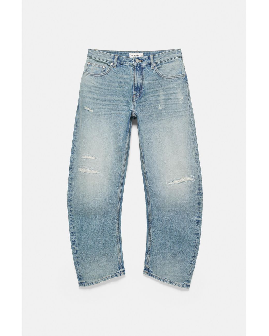 Pull&Bear Blue Low-Rise Baggy Jeans for men