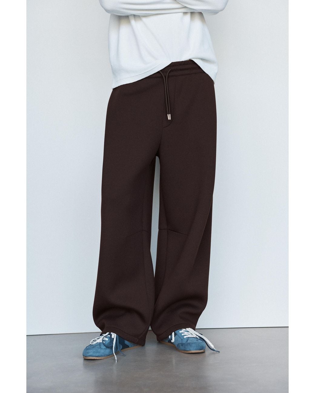 Pull&Bear Black Neoprene Darted Trousers for men