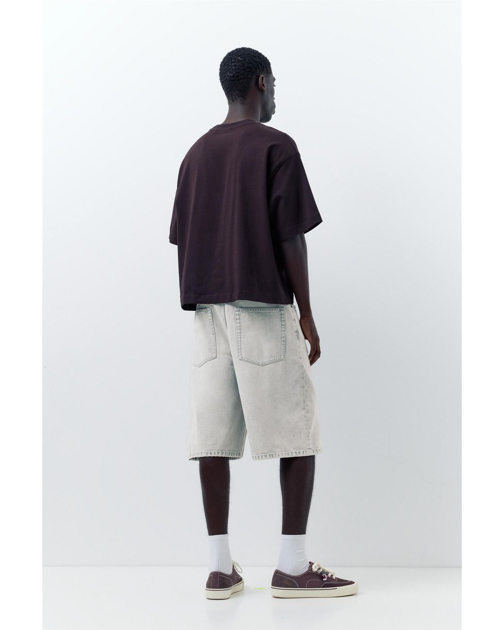 Pull&Bear Blue Skater Denim Bermuda Shorts for men