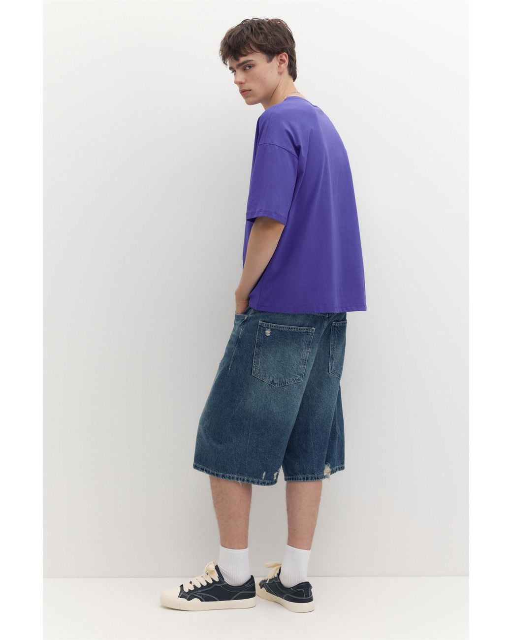 Pull&Bear Purple Stwd Label T-Shirt for men