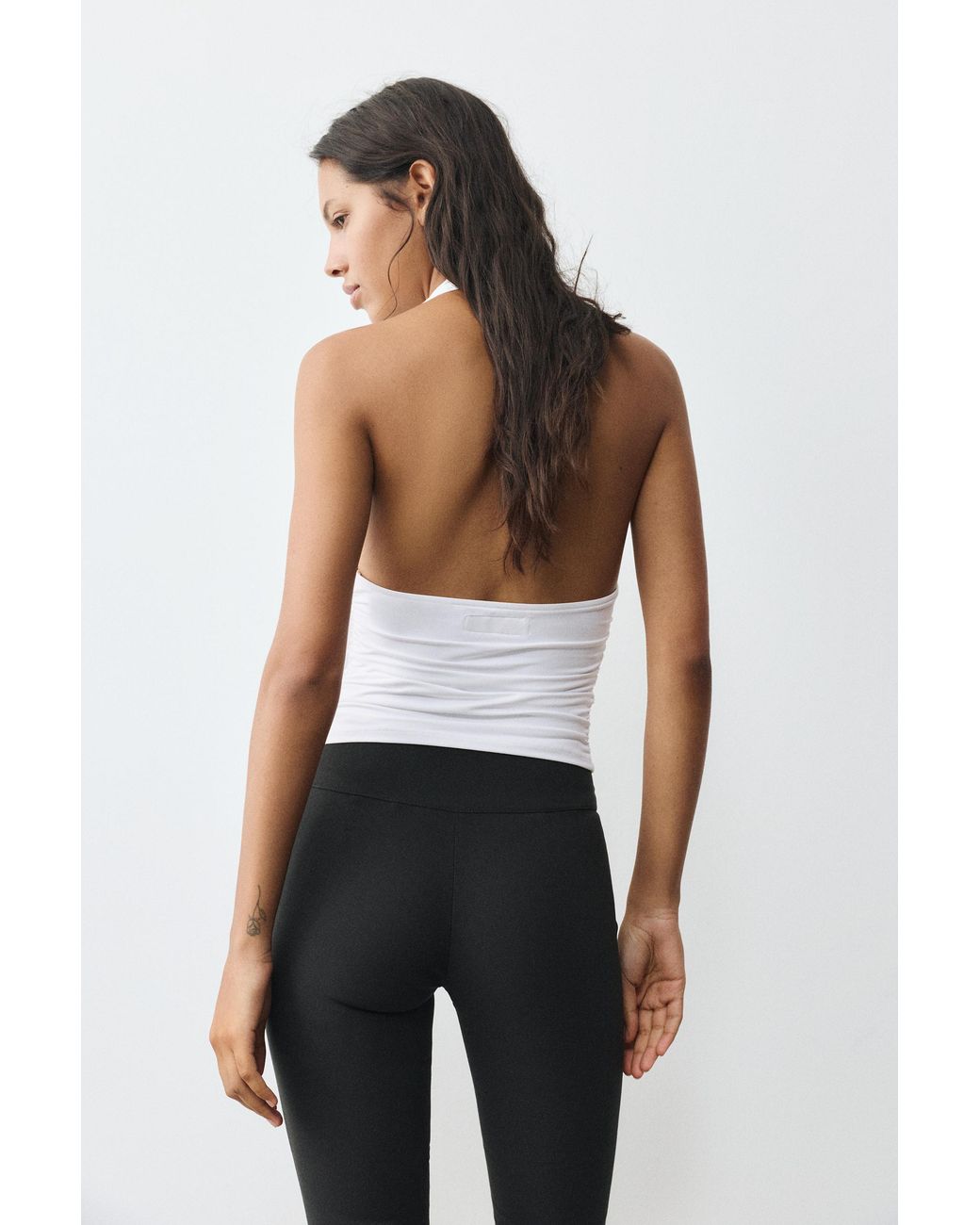 Pull&Bear White Halter Neck Top With Gathering