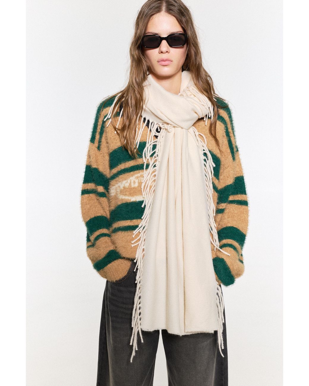 Sciarpa Con Frange di Pull&Bear in Gray