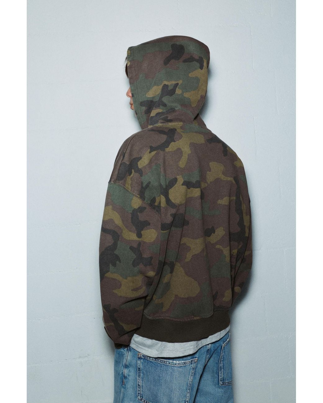 Sweat À Capuche Zippé Imprimé Pull&Bear pour homme en coloris Gray