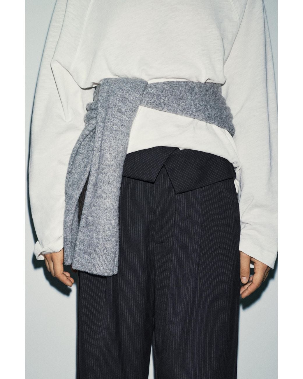 Pull&Bear Nette Broek Met Omgeslagen Taille in het Blue