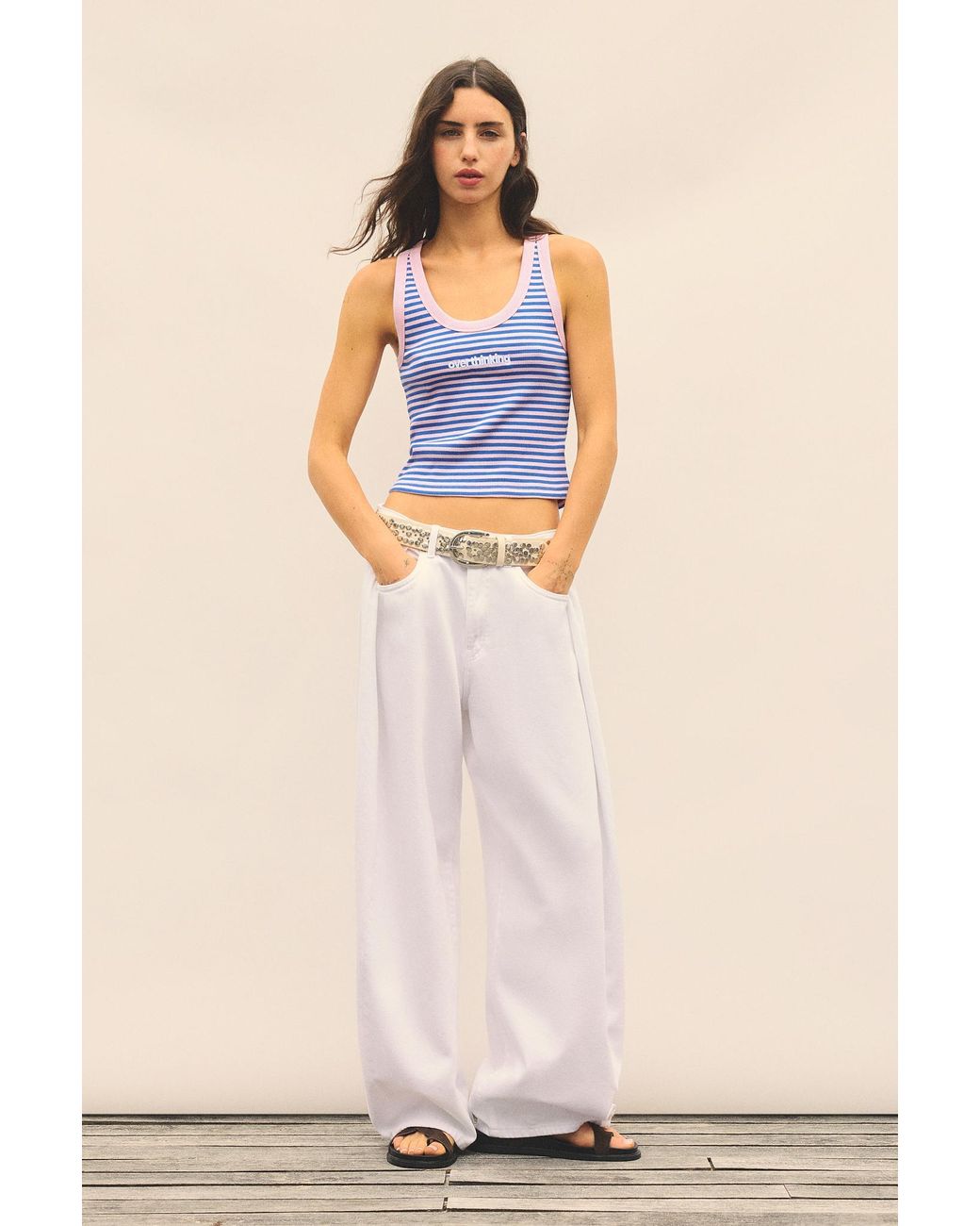 Pull&Bear Blue Striped Tank Top