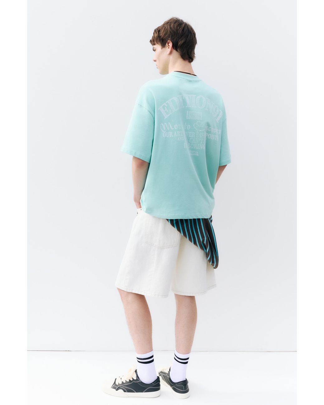 Pull&Bear Blue Stwd Boxy T-Shirt for men