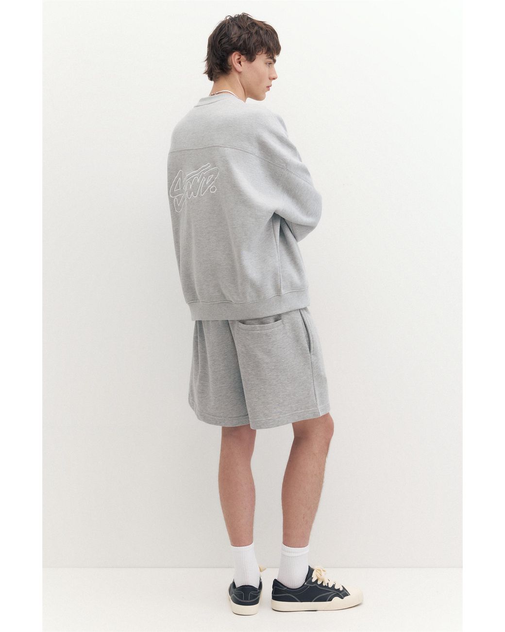 Pull&Bear Gray Stwd Jogger Bermuda Shorts for men