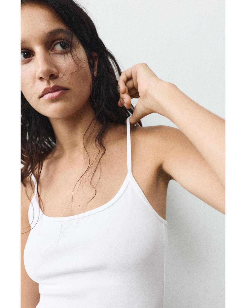 Pull&Bear White Thin Strap Top