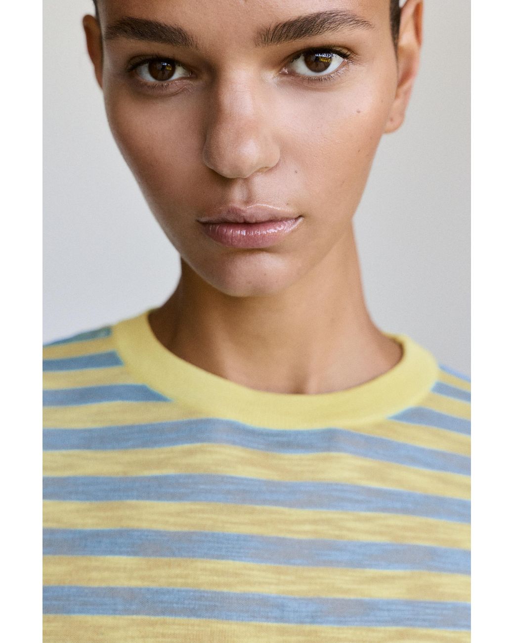 Pull&Bear Blue Striped Knit T-Shirt