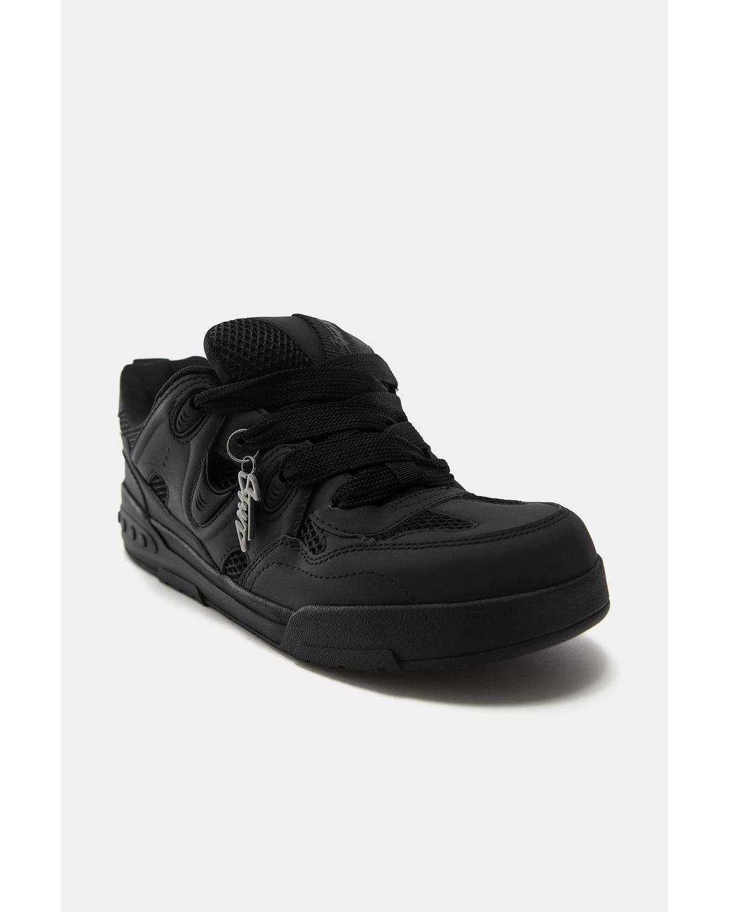 Pull&Bear Black Stwd Embellished Skate Trainers for men